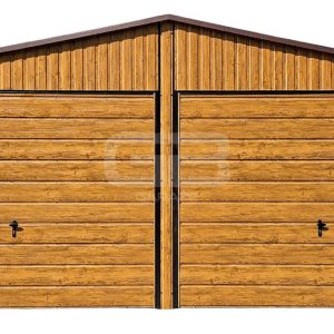 Garaż blaszany 6x6m + wiata 6x1m wolnostojący - drewnopodobny - 2x brama - drzwi - dwuspadowy GB182