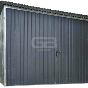 Blaszany garaż 3×5 m II gat – garaż budowlany – wolnostojący – brama – dach spad w tył GB108