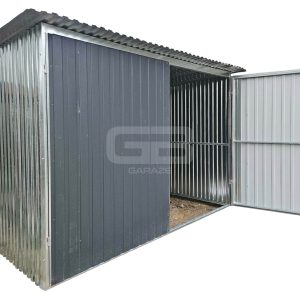 Garaż blaszany 3x5m II gat - blaszak na budowę - wolnostojący - brama - dach spad w tył GB121