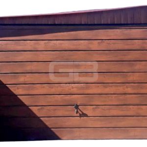Garaż blaszany 3,5x5 Brama uchylna - kolor drewnopodobny - spad w bok GB131