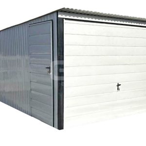 Garaż blaszany 3x5 brama uchylna - drzwi - Biały Dach spad w tył GB141