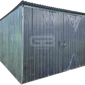 Blaszany garaż 3×5 m II gat – garaż budowlany – wolnostojący – brama – dach spad w tył GB106