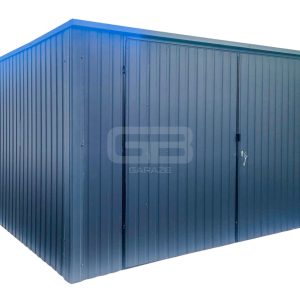 Garaż blaszany 4x5m Brama dwuskrzydłowa - antracyt - dach spad w tył GB163