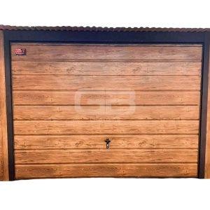 Garaż blaszany 4x7 Brama + drzwi Drewnopodobny  Dach spad w tył GB170