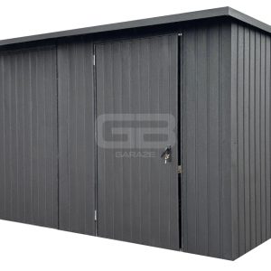 Garaż blaszany 5x6m - brama uchylna - drzwi - okno - antracyt - dach spad w tył GB174