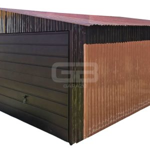 Garaż blaszany 8x6m dwuspadowy 2x brama uchylna okno GB185