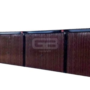Garaż blaszany 18x5 - Brama uchylna - Ciemny brąz  - Dach spad w tył GB187